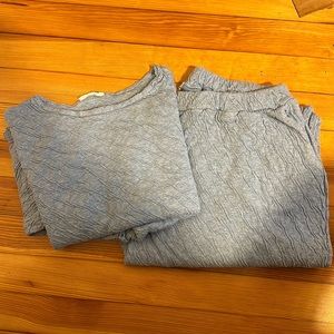 Atelier Delphine duofold long sleeve tee and kiko pant sz M light blue heather